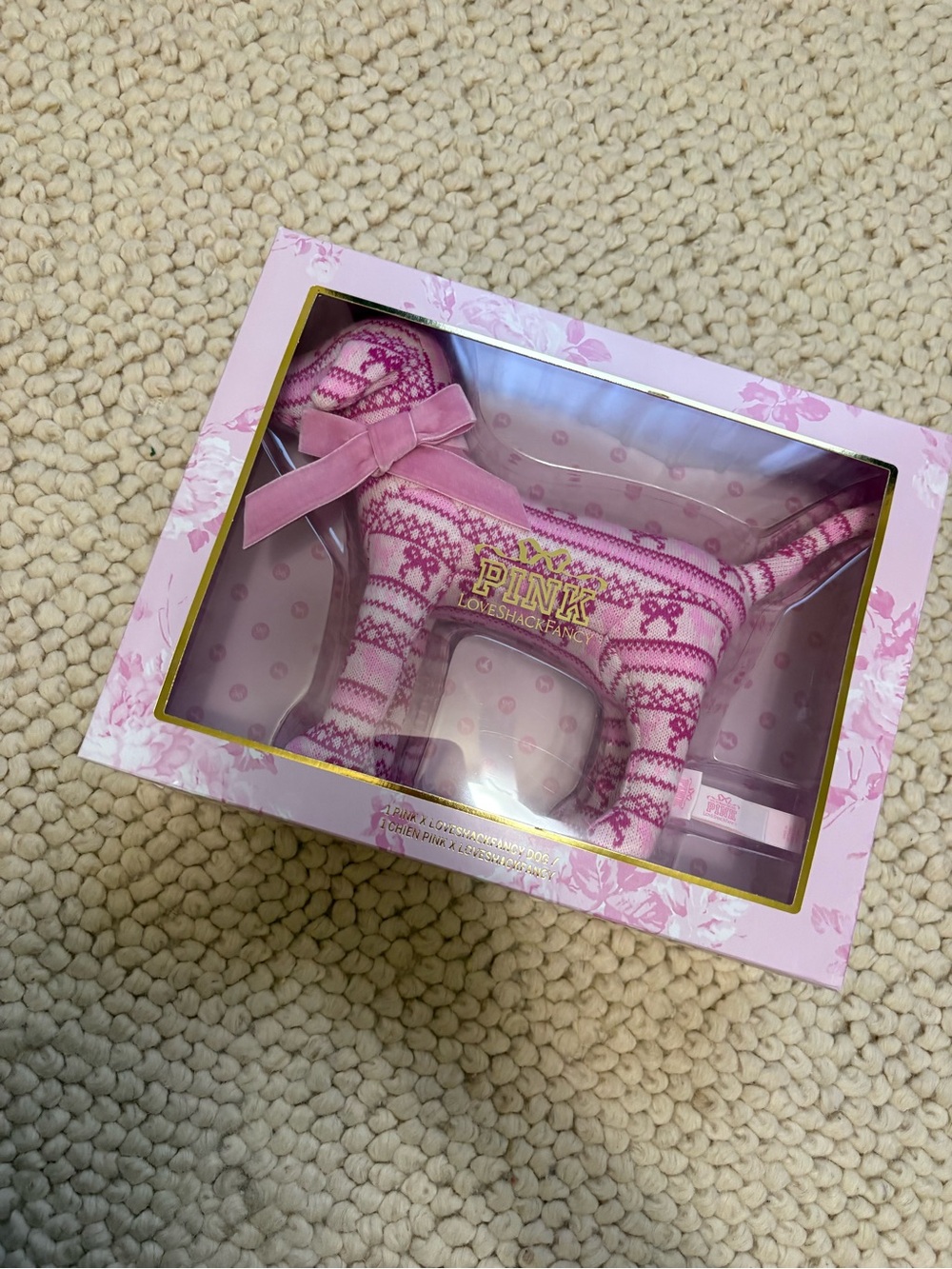 PINK Victoria's Secret Pink Knit Plush Dog Bath & Body Accessory